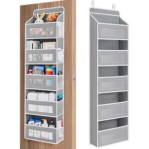 Over The Door Organizer Storage, 5 Shelf Hanging Door w/ 5 Large Capacity pocket